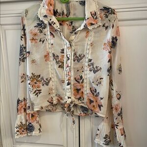 American Rag Cream Bell Sleeve Crop Blouse